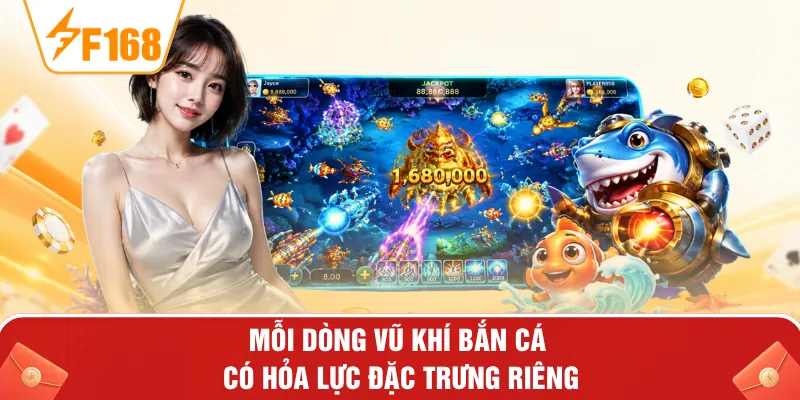 Mỗi dòng vũ khí bắn cá có hỏa lực đặc trưng riêng